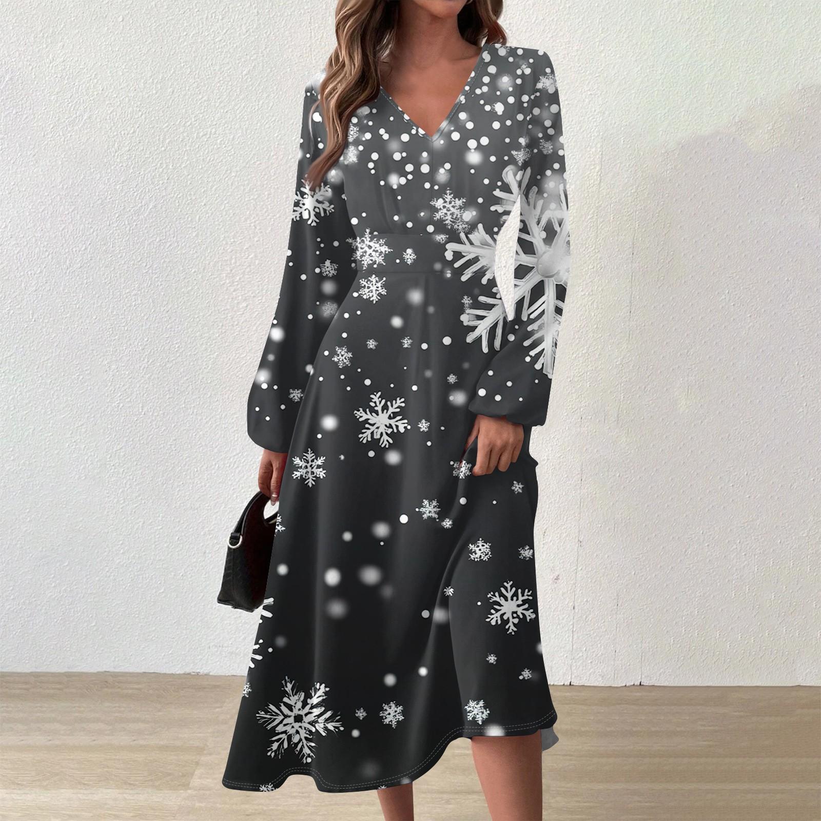 

Женское осенне-зимнее повседневное модное длинное платье с v-образным вырезом и длинным рукавом с принтом XXL