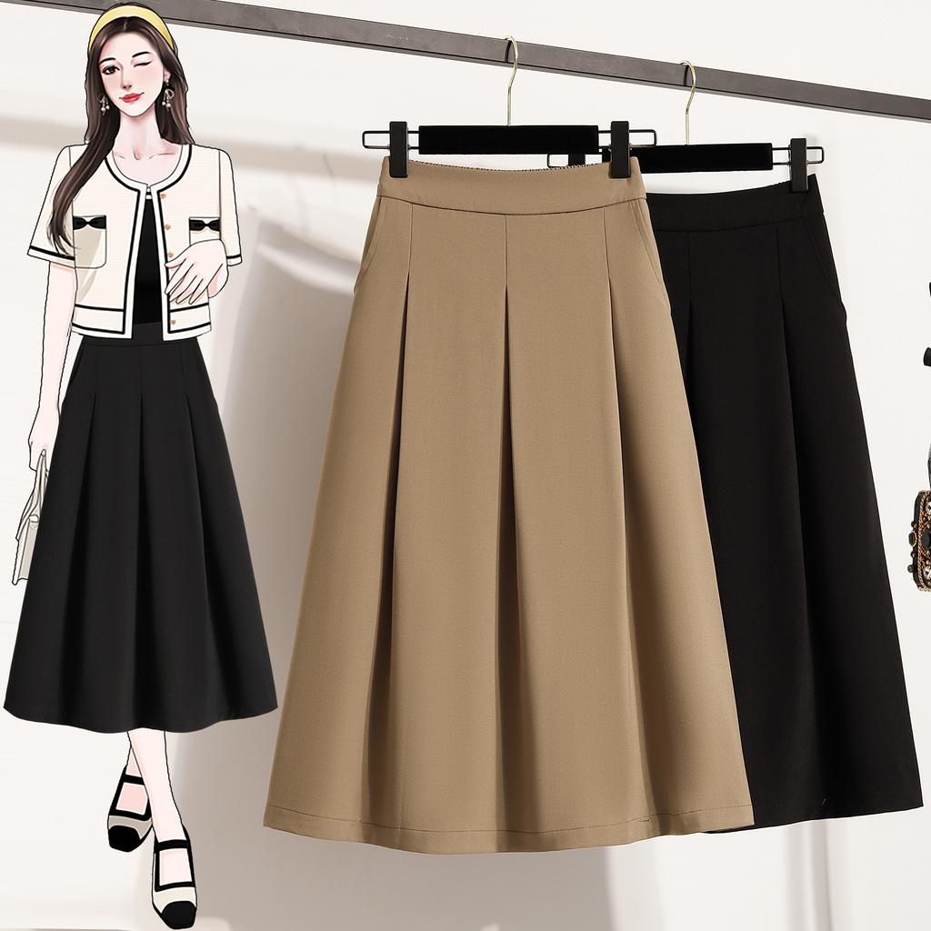 DIMANAF Plus Size Autumn 2025 Skirts Women Loose Skirt A-Line Fashion Maxi Pleated Skirts