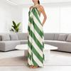 European and American Women's Cross-border Foreign Trade 2025 European and American Wind Summer New Neck Striped Straight Holiday Casual Dress