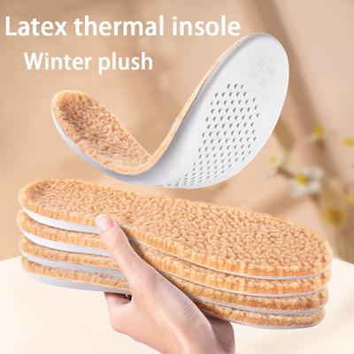 Latex Lammwolle Einlegesohle Baumwollschuhe Winterwärme Einlegesohlen Weiche Schuhsohle Dick Plüsch bequem Schuhpolster 1 Paar