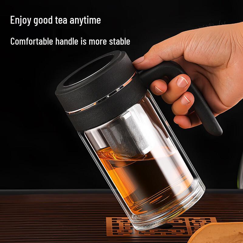 OLOEY Double-Walled Borosilicate Glass Tea Infuser Mug