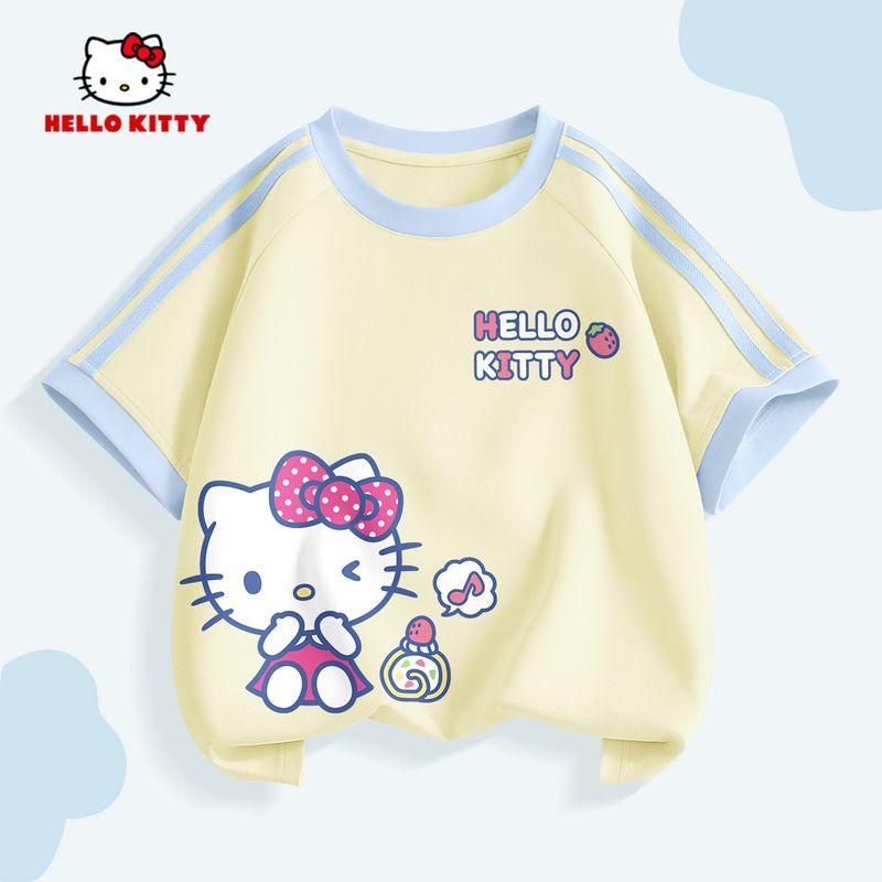 Hellokitty Girls  Sports Suit Summer 2026 New Style Kidsren s Clothing Stylish Preppy Style Girls  Summer Outfit Dipartment Berry K Honey Yellow 120