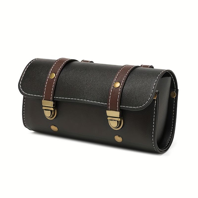 Motorcycle Waterproof Tool Bag with Lock - PU Leather Saddlebags Are Used for Storing Seat Belts and Buckle Side Pockets In the Front and Back for