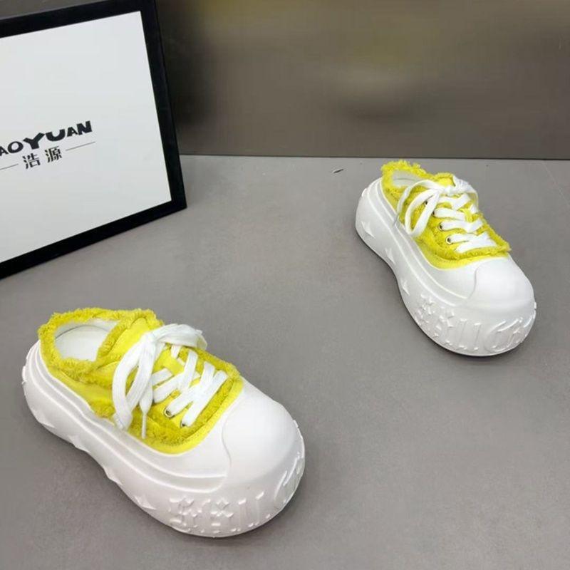 Denim big head muffin platform bread shoes women's spring new semi-drag small versatile shoes trend