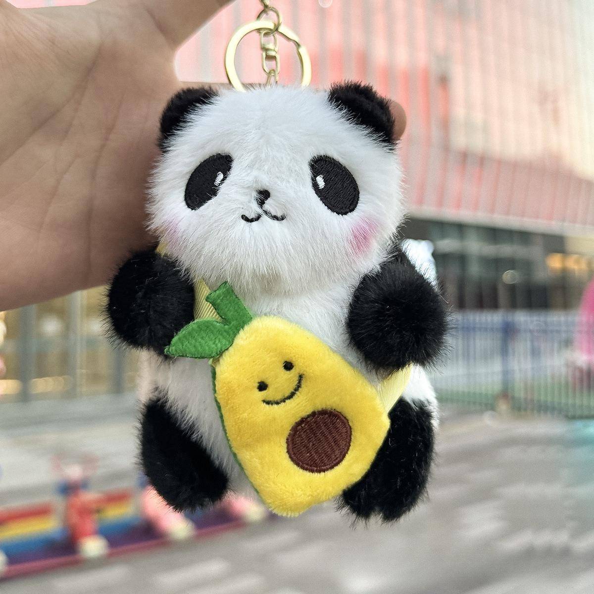 Neuer Cartoon Panda Plüsch Schlüsselanhänger Anhänger Kawaii Stoffpuppe Taschenanhänger Auto Mädchen Rucksack Dekoration Geschenk black