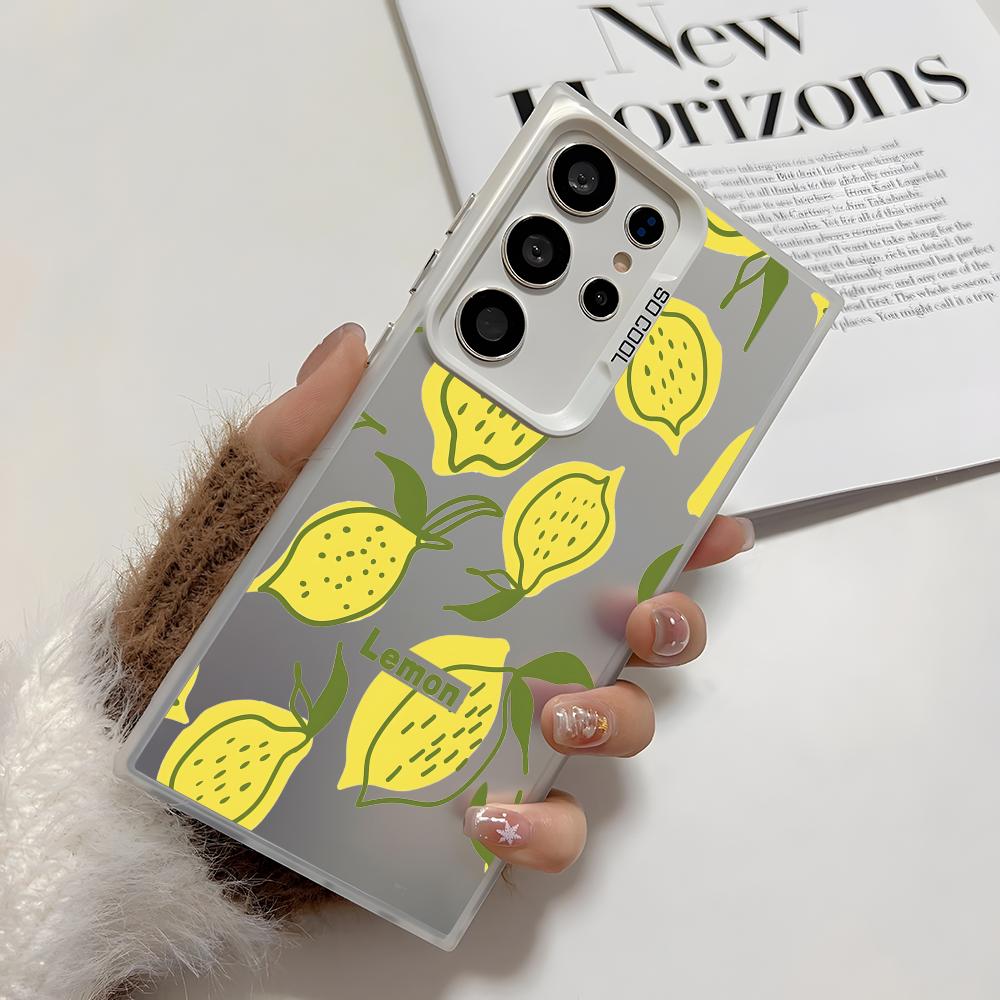 

Ins Fruit Fashion Phone Case For Samsung Galaxy S25 Edge S24 S23 S22 S21 S20 Ultra Funda Silicone Silver Cover Galaxy S21 5G