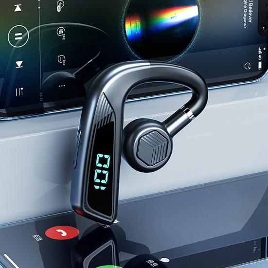 V18 Bluetooth-compatible Earphone Bone Conduction LED Ear Hook Digital Display Business Sports Wireless