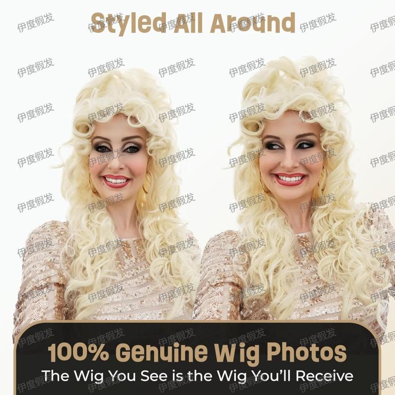 Long Wavy Golden Blonde Synthetic Wig Women Full Cap Heat Resistant Hairpiece Any Face Shape