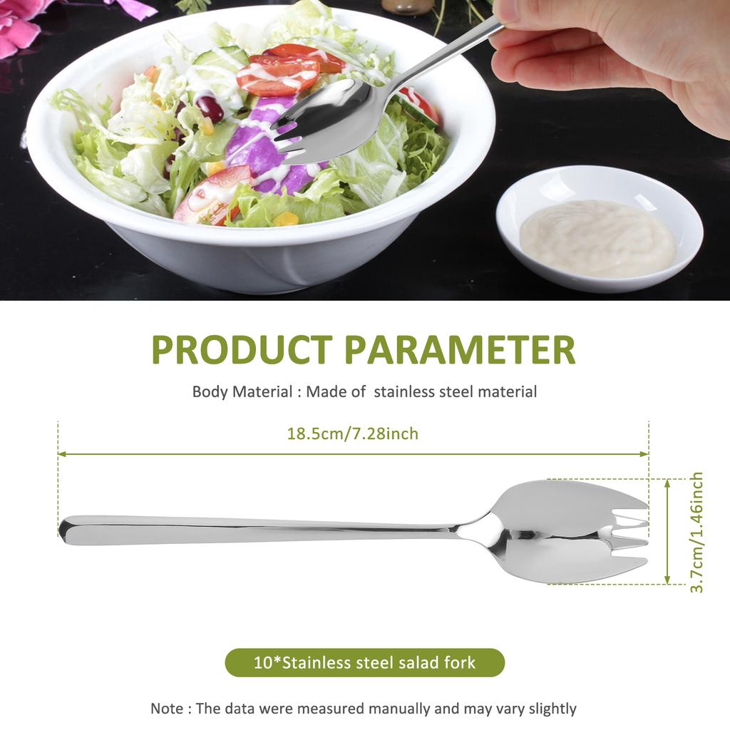 10 Packs Stainless Steel Sporks for Everyday Use Back To School Lunch Supplies Fruits Salad Dessert Fork Camping Picnic Flatware