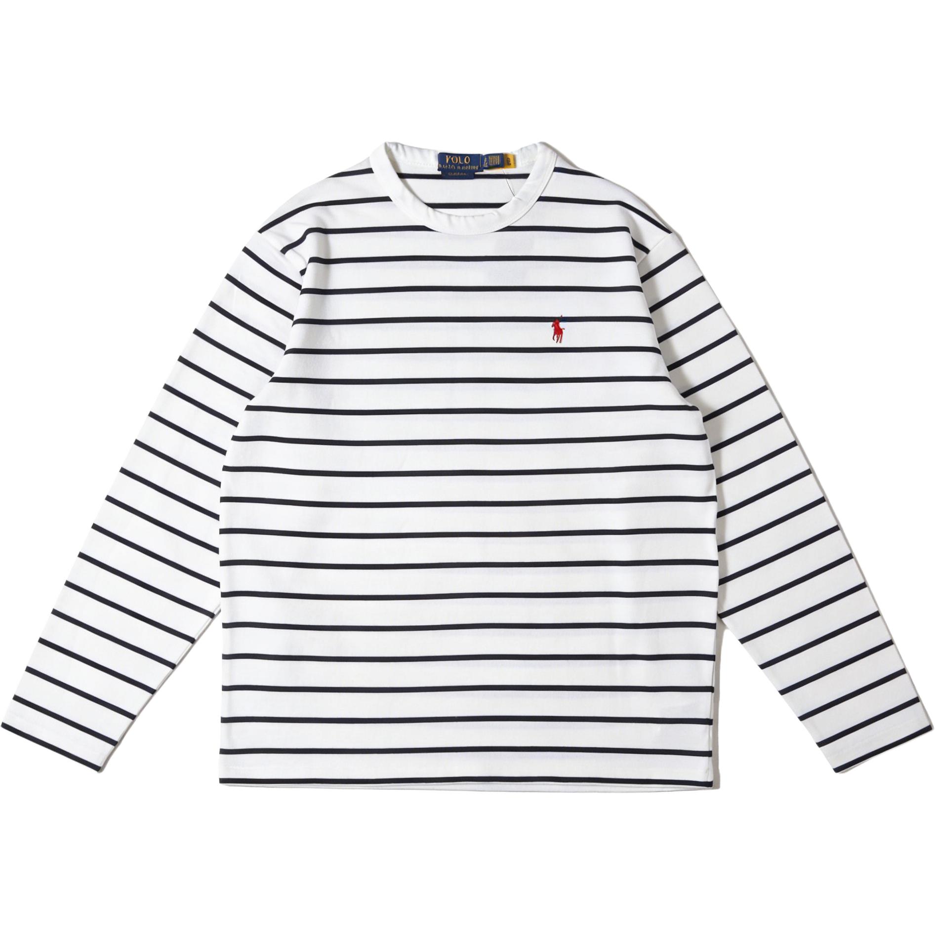 

Polo Ralph Lauren Ss26 Logo Embroidered Striped Crew Neck Casual Long Sleeve T-Shirt Classic Edition Men Tops MNPOTSH16820394-100 XL