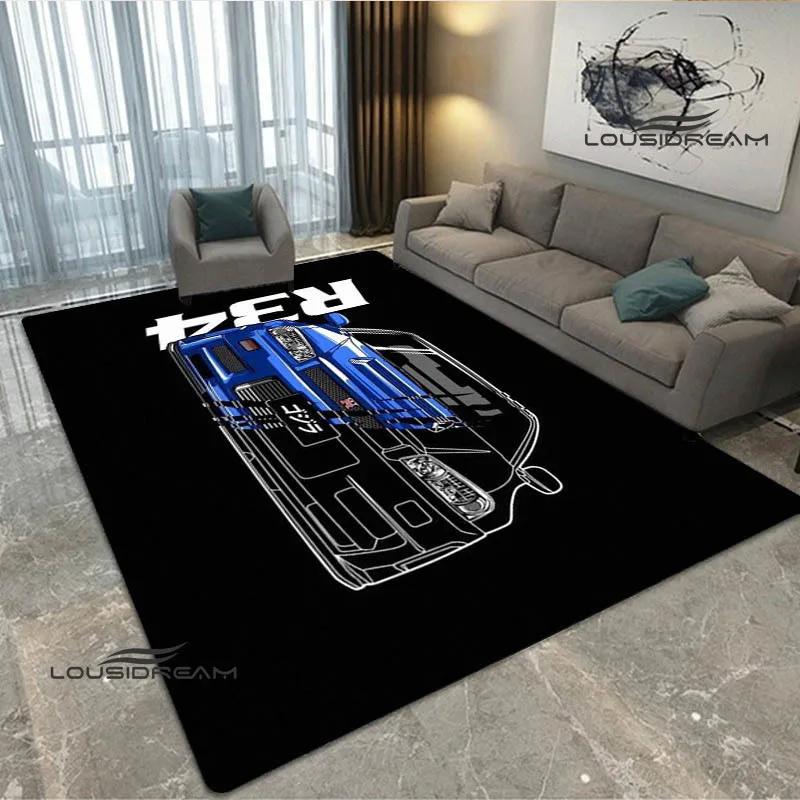 JDMs GTR Flag Car Pattern Carpet Decoration Room Home Outdoor Decor Racing Rug Non Slip Washable Game Style Floor Mat