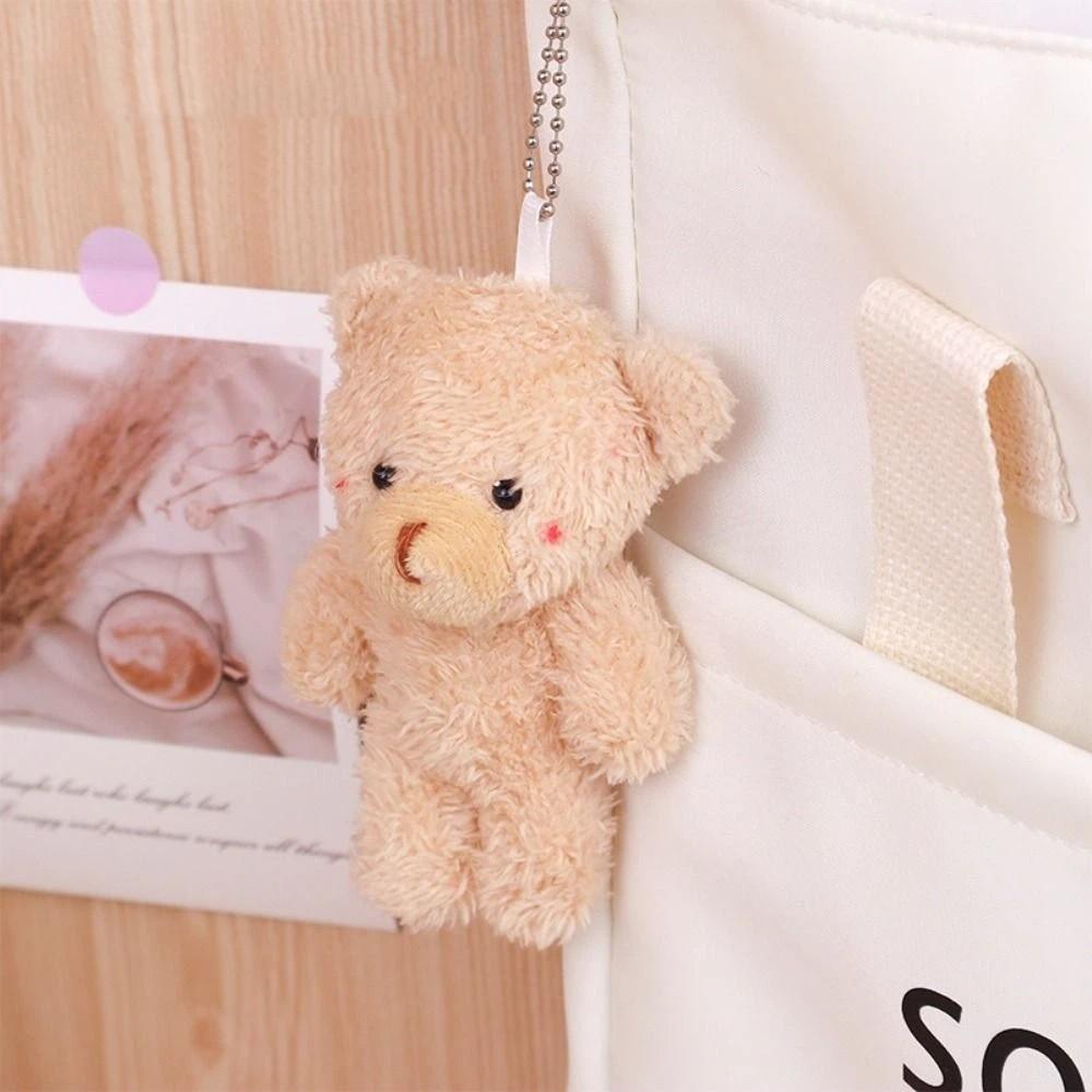 Topmix Unisex White 10Pcs Cartoon Animal Little Bear Plush Toy Keyring Cute Bear Plush Keychain Stuffed Soft Bear Plush Dolls
