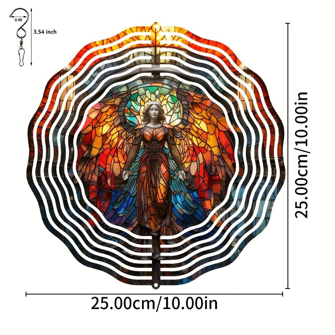 

Ангел Стеклянный Ветряной Спиннер – 3D Вращающееся Сердце Ловец Солнца с Металлическими Колокольчиками, Христианский Декор Любви для Сада 01A