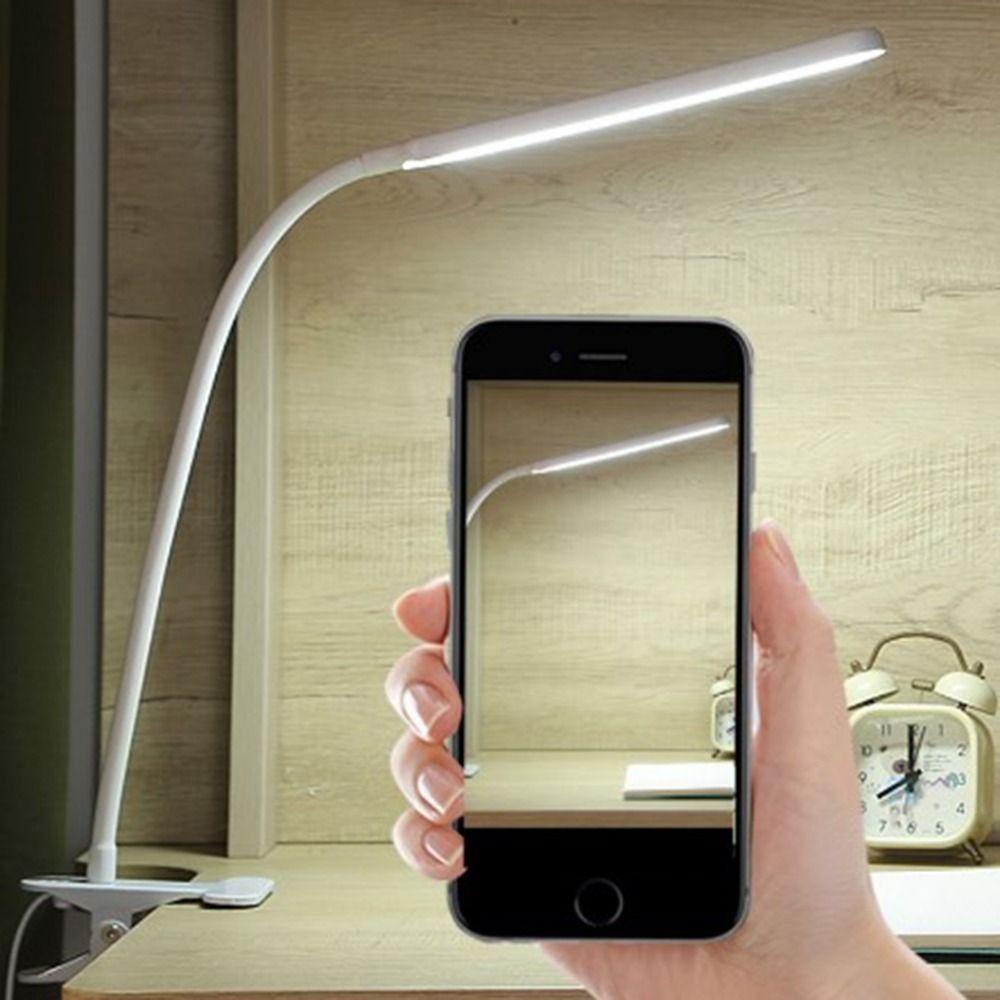 Adjustable LED Desk Clip On Lamp 360° Rotate 10 Brightness Reading Light with Clamp Eye Protection Dimmable Brightness