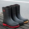 Fashion Men Rain Boots Outdoor Waterproof Rubber Boots Mid-calf Rubber Galoshes Winter Plush Warm Rain Boots Non Slip Men Fishing Shoes