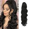 Womens Long Body Wave Ponytail Hair Extensions High Temperature Fiber Synthetic Hairpiece 1B 4 613 Wine Red