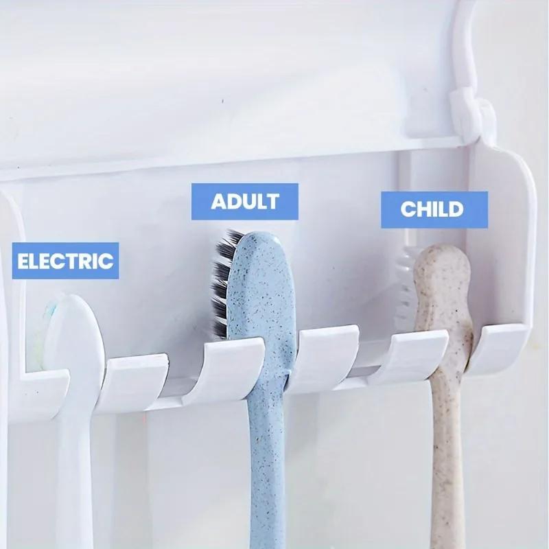 A Set Wall Mount Automatic Toothpaste Dispenser & Toothbrush Holder Set, Dust-proof Bathroom Accessories Squeezer
