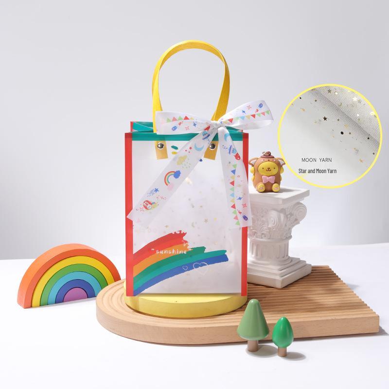 Kindergarten Party Favor Gift Bag with Transparent Handle for Back-to-School and Birthday.