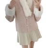 With Fur Collar Small Fragrant Style Imitation Mink Velvet Jacket Women's Autumn and Winter New Loose and Thin Gray Cardigan Top