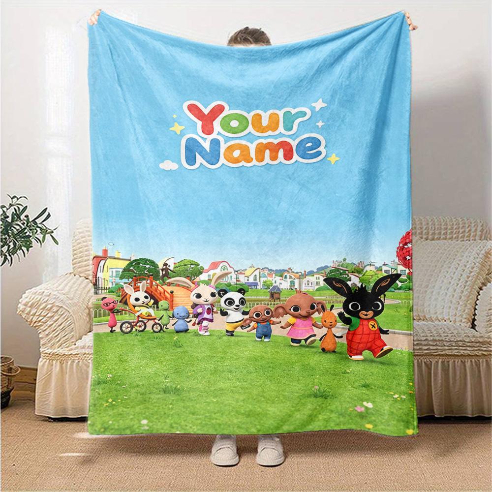 Name Custom Bing Print Flannel Blanket High Quality Warm Comfortable Cover for All Seasons Perfect for Gifts Home Decor