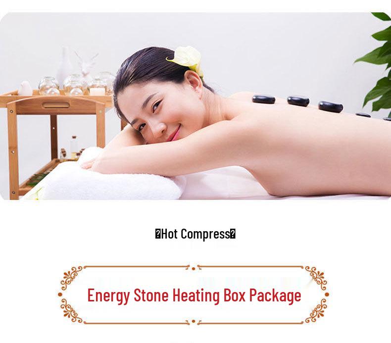 20-Piece Volcanic Energy Stone Massage Set with Heating Box and Essential Oil