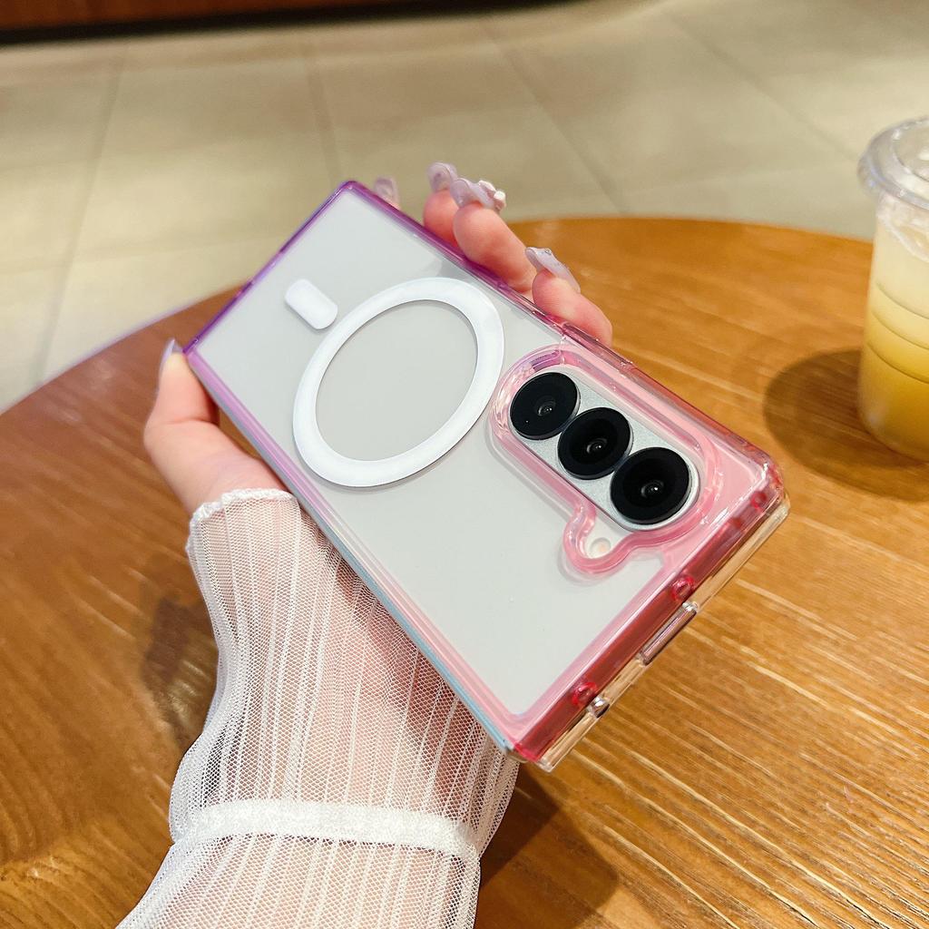 Samsung Foldable Z Flip7 Case: Gradient Transparent, Magnetic, Full Coverage, Drop-Proof