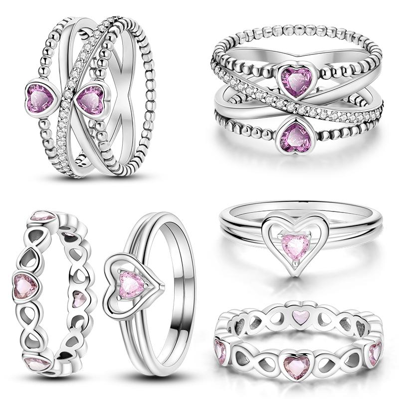Moda Oryginalne Świecące Pierścionki Świetlikowe 100% Srebro S925 Wieczne Pierścionki Cyrkoniowe w Kształcie Serca Wykwintna Biżuteria Ślubna Zaręczynowa Prezenty