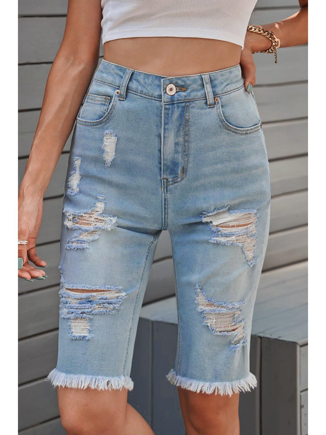 2026 Summer European & American Women s Ripped Denim Shorts - Fashionable, Versatile Slimming Jeans Small (S)