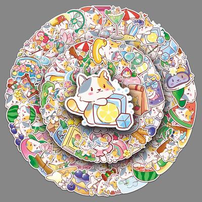 100 Hand-painted Kitten Doodle Stickers Personalized Cartoon Cute Decorative Water Cup Mobile Phone Case DIY Stickers
