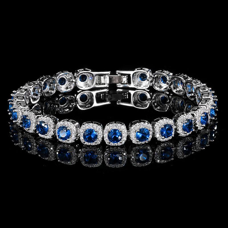 Jewelry European and American Retro Simulation Corundum Light Luxury Full Diamond Bracelet, Handmade Accessories for Women Wholesale, Main Stone 4mm