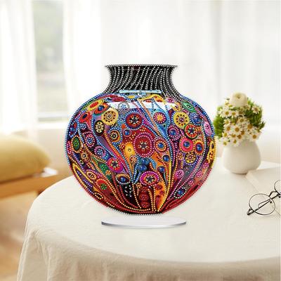 Acrylic Special Shape Flower Vase Desktop Diamond Art Kits Rhinestones Desktop Ornaments 5D DIY Diamond Art Tabletop Decorations