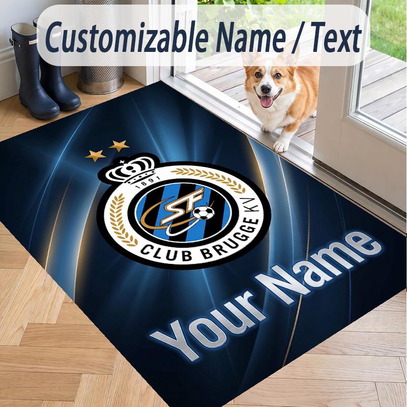 Custom Text Printed Rug Club Brugge FC Non Slip Floor Carpet For Home Room Decor
