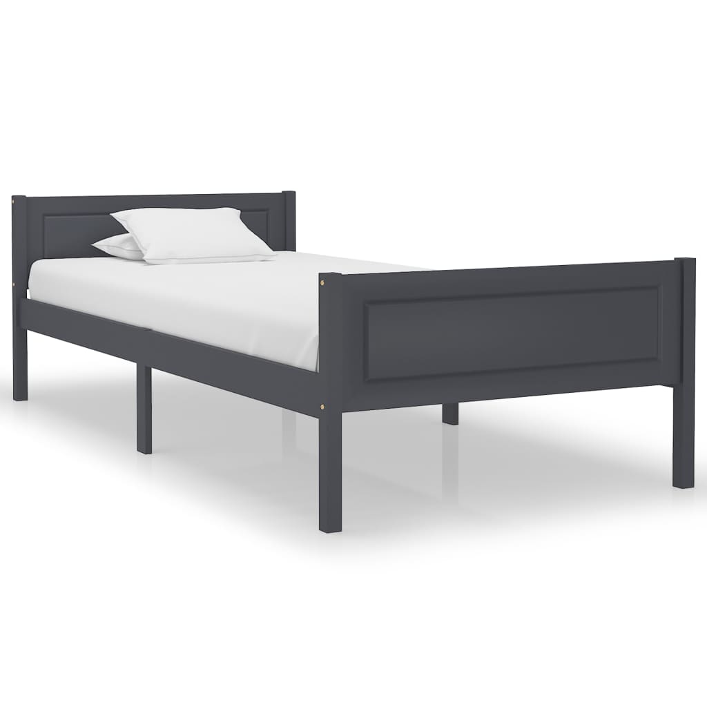 Solid Pine Wood Bed Frame Gray 100 x 200 cm