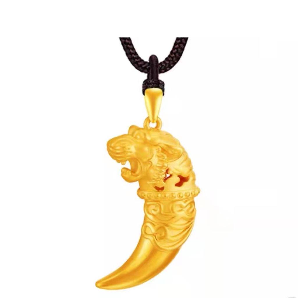 Vietnam Gold Tiger Tooth Pendant: Brass Gold-Plated Dominant Men's Fashion Accessory Gift