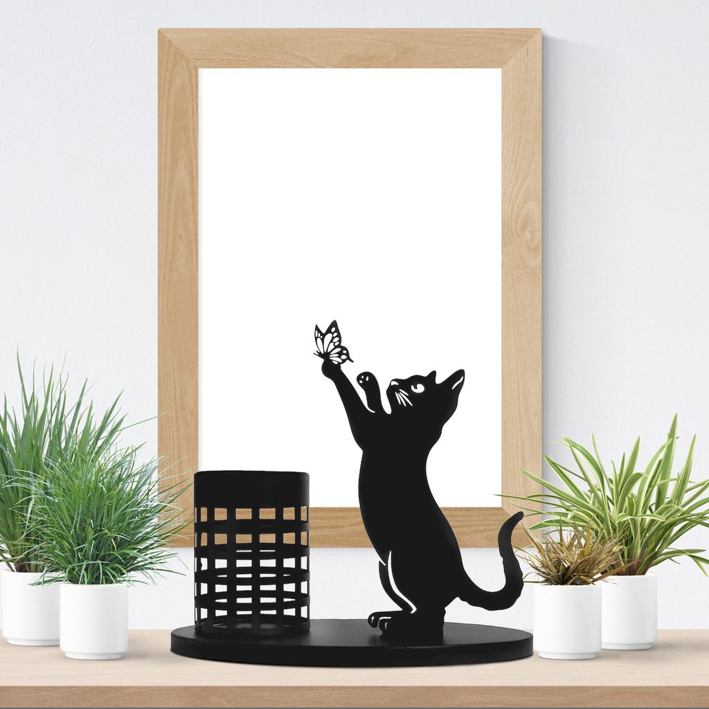 Metal Pen Holder Black Cute Animal Desk Pencil Organizer for Office Home Decor