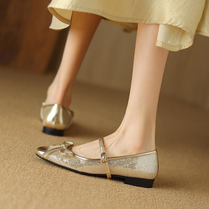 Four Seasons Soft Sheepskin Women's Shoes Low Top Leather Large Size New Non-slip Single Shoes Women's Round Head Low Heel Casual Single Shoes Women's