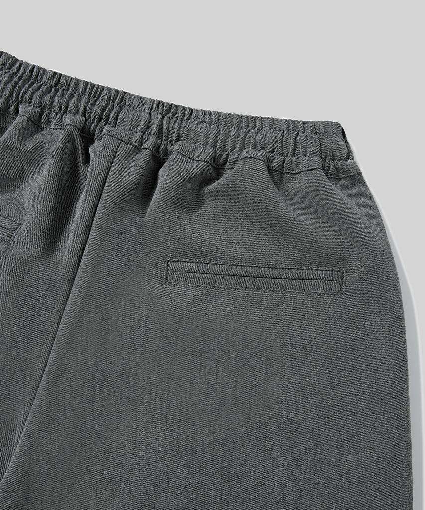 Beodeonteu Relaxed Out-Pocket Elastic Waist Slacks [Charcoal]