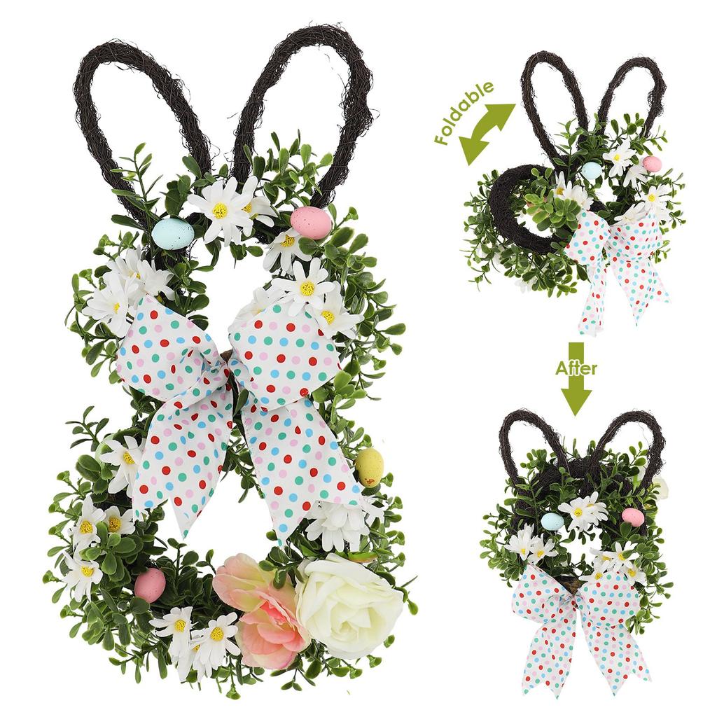 Easter Bunny Flower Garland Decorative Easter Flower Garland - Foldable Home Decoration Item