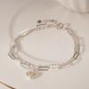 JEWNEL Silver925 Aurora Heart Layered Double Chain Mel Bracelet