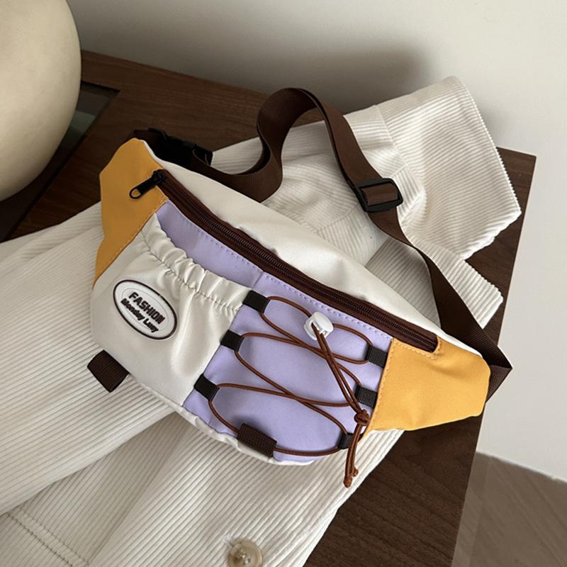 2025 summer new breast bag women's fashion casual contrasting color student messenger small bag sports small square bag
