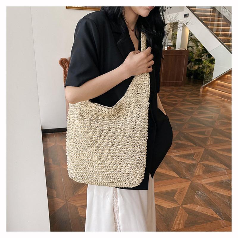 Summer large-capacity commuter straw bag woven bag women's new shoulder oblique span tote bag