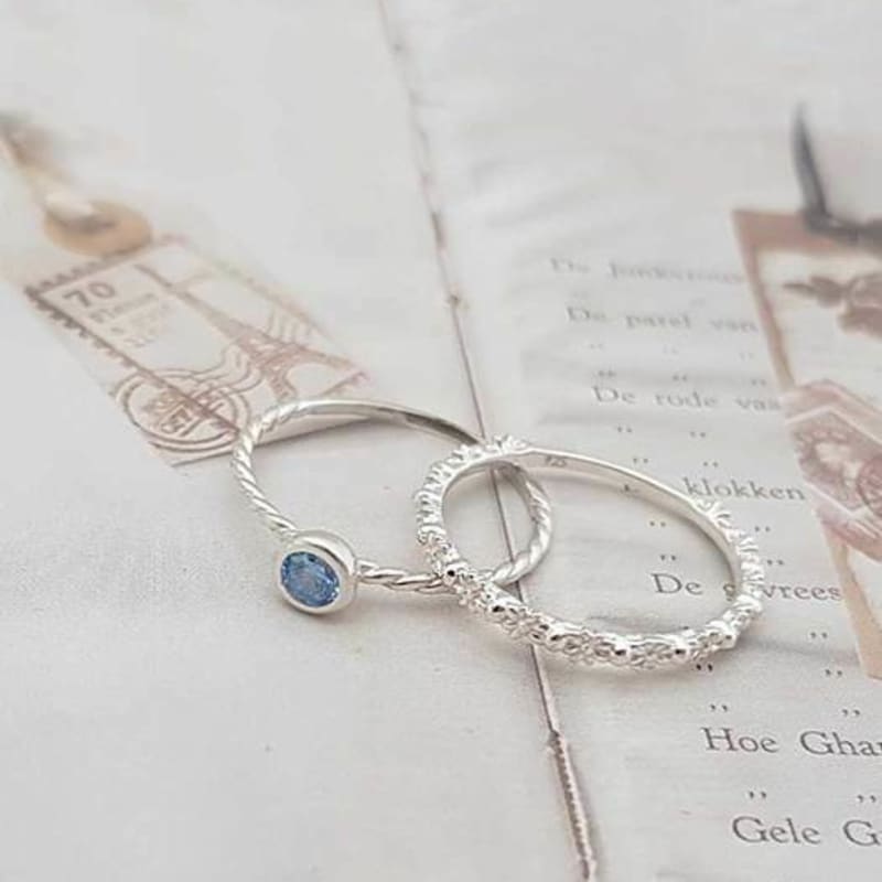 Ollia Birthstone Layered 1,2,3, Silver Ring