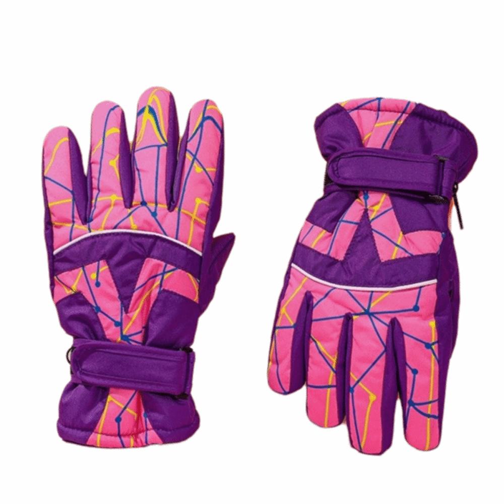Waterproof Kids Ski Gloves Windproof Outdoor Thermal Gloves Winter Snowboard Gloves Outdoor Sports фиолетовый