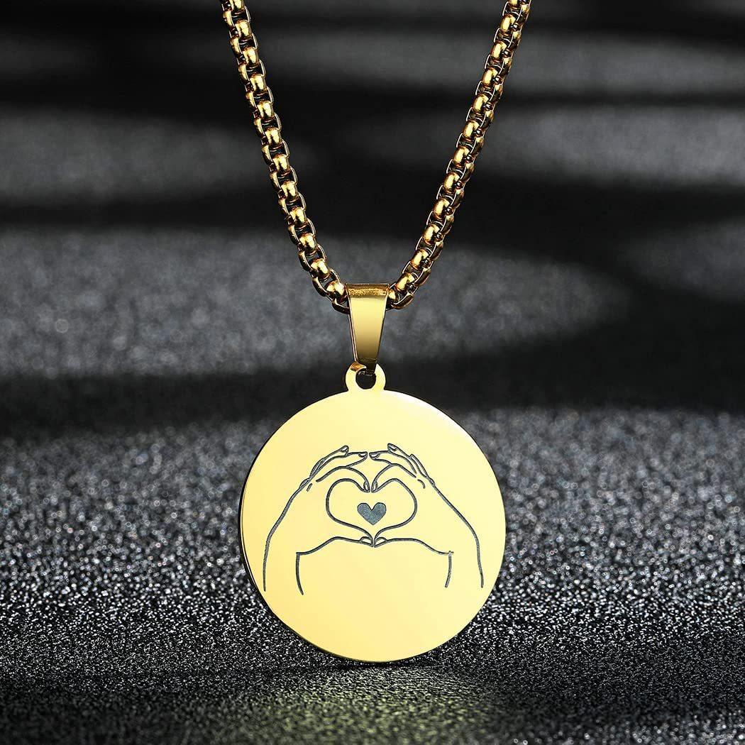 Necklace Logo Language Heart Shaped Love Pendant Diy Necklace 60CM