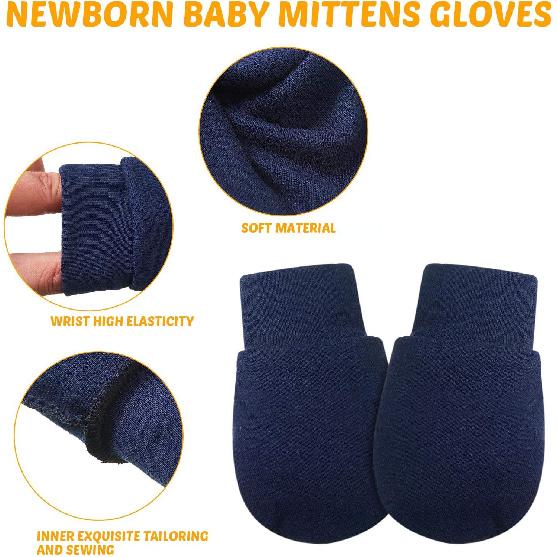4 Pairs Newborn Baby Mittens Infant No Scratch Mittens Gloves 0-6 Months (Gray, Navy Blue, Black, Dark Gray)