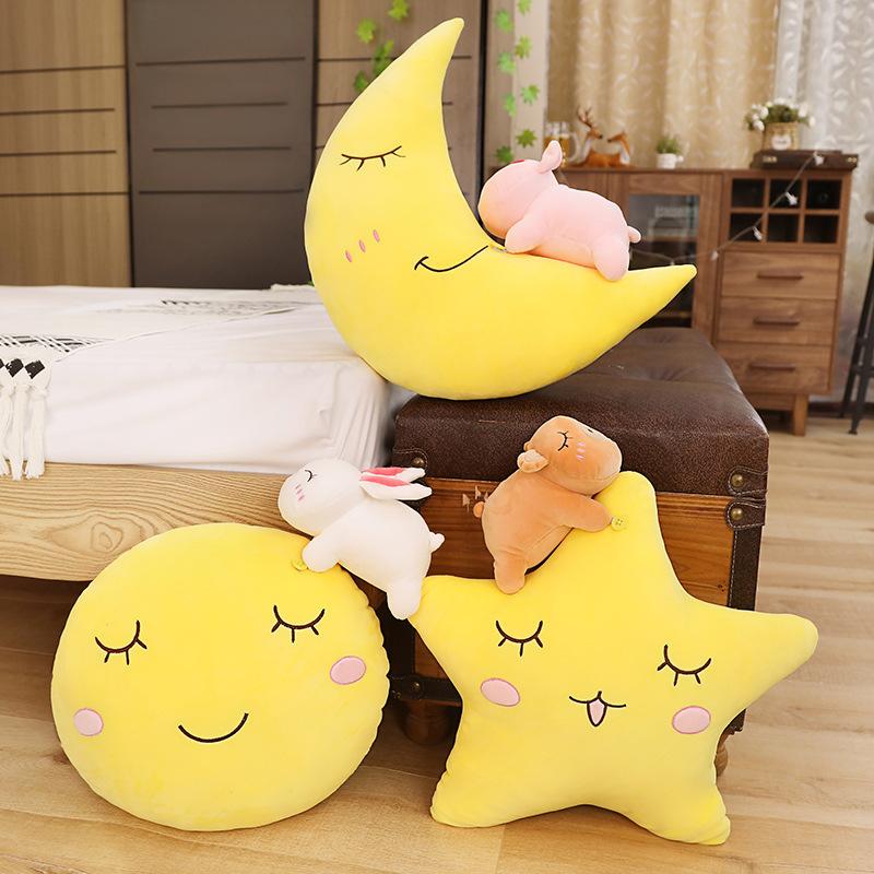 Creative Moon Star Pillow Plush Toy Bear Pig Rabbit Animal Doll Ragdoll Birthday Gift