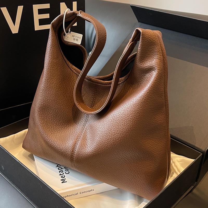 

Сумка с текстурой люкс, женская, в ленивом стиле, из мягкой кожи, для работы, на плечо, осенне-зимняя, ретро, большой вместимости, сумка-тоут для мамы и ребенка темно-коричневого