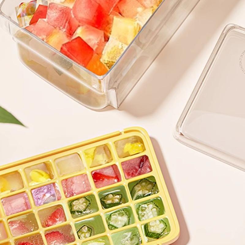 34/68 Kratek Forma do kostek lodu Duża pojemność Komora na lód Klasa spożywcza Pudełko do przechowywania lodu Do użytku domowego Tacka na kostki lodu z pudełkiem do przechowywania