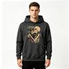 Men Funny Skeleton Hug Cute Cat Leo Print Hoodie Casual Long Sleeve Streetwear Pullover Hooded Sweatshirt Autumn Winter Daily Warm Tops