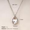 18K Gold Plated Stainless Steel Water Drop Diamond Pendant Necklace for Women - French Light Luxury Style